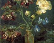 花瓶中的勿忘草和芍药 - 文森特·威廉·梵高